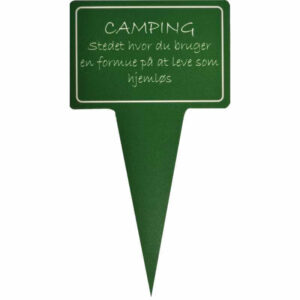 sjovt planteskilt - camping